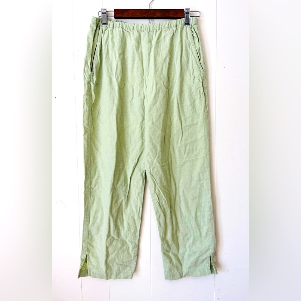 Vintage Shaver Lake Linen Blend Casual Pull On Ankle Pants Sage Green Size Small